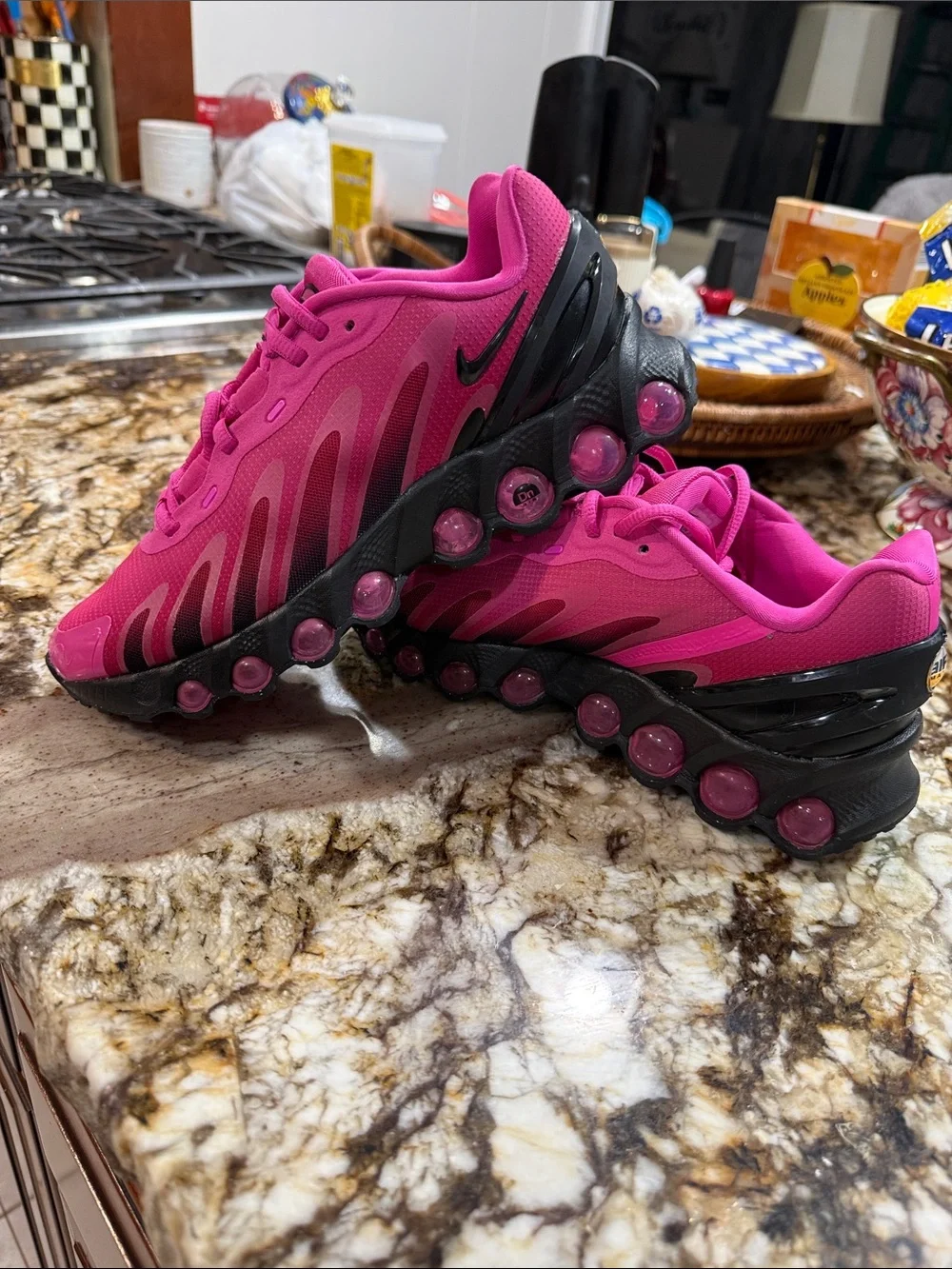 Woman’s Nike Max Dn8 Bright Pink Athletic Sneakers with Black Sole